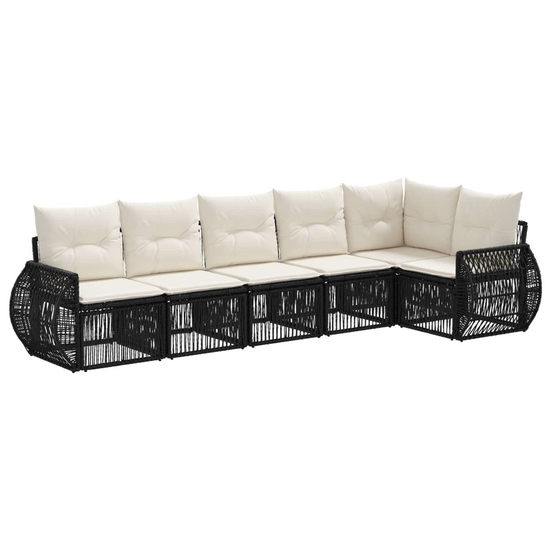 Ensemble de canapé de jardin 6 pcs Noir et blanc crème 643637643637