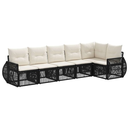 Ensemble de canapé de jardin 6 pcs Noir et blanc crème 643637643637