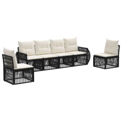 Ensemble de canapé de jardin 6 pcs Noir et blanc crème 643639643639