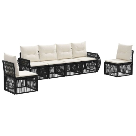 Ensemble de canapé de jardin 6 pcs Noir et blanc crème 643639643639