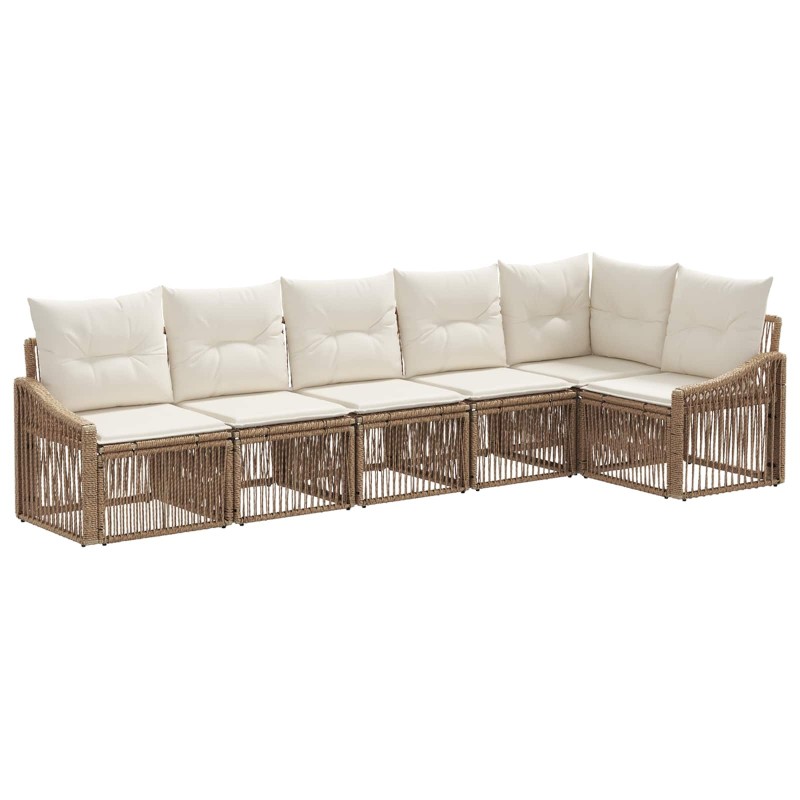 Ensemble de canapé de jardin 6 pcs Beige polyrotin 643640643640
