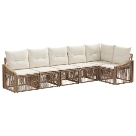 Ensemble de canapé de jardin 6 pcs Beige polyrotin 643640643640