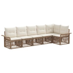 Ensemble de canapé de jardin 6 pcs Beige polyrotin 643641643641