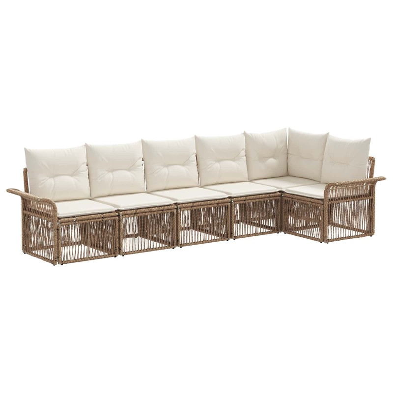 Ensemble de canapé de jardin 6 pcs Beige polyrotin 643641643641