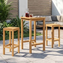 Ensemble de bar extérieur 3 pcs Non traité Bois de teck massif 643642643642