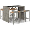 Ensemble de bar jardin 7 pcs gris poly rotin/bois massif acacia 643643643643