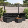 Ensemble de canapé de jardin avec coussin 7 pcs Noir Poly rotin 643644643644