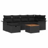 Ensemble de canapé de jardin avec coussin 7 pcs Noir Poly rotin 643644643644