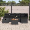 Ensemble de canapé de jardin avec coussin 7 pcs Noir Poly rotin 643644643644