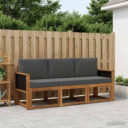 Ensemble de canapés d'extérieur 3 pcs Naturel et Anthracite 643648643648