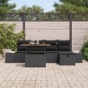 Ensemble de canapé de jardin 6 pcs Noir polyrotin 643654643654
