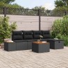 Ensemble de canapé de jardin 6 pcs Noir Poly rotin 643655643655