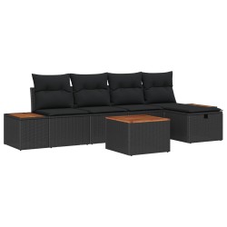 Ensemble de canapé de jardin 6 pcs Noir Poly rotin 643655643655