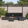 Ensemble de canapé de jardin 6 pcs Noir Poly rotin 643655643655