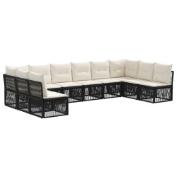 Ensemble de canapé de jardin 10 pcs Noir polyrotin 643657643657