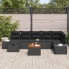 Ensemble de canapé de jardin avec coussin 8 pcs Noir polyrotin 643661643661