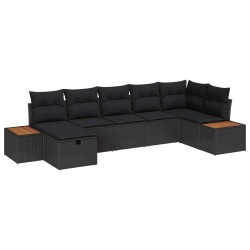 Ensemble de canapé de jardin avec coussin 8 pcs Noir polyrotin 643662643662