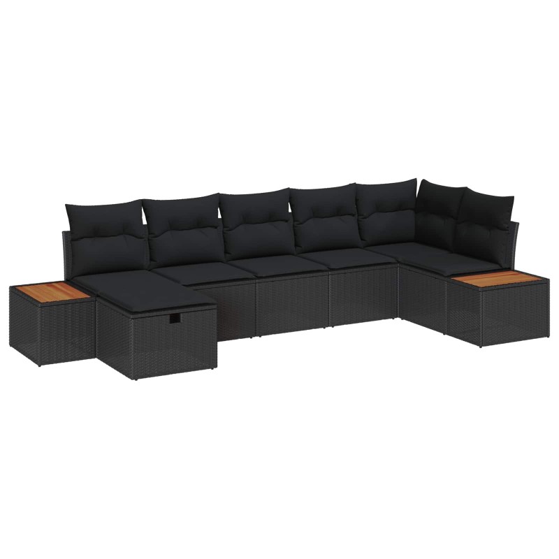 Ensemble de canapé de jardin avec coussin 8 pcs Noir polyrotin 643662643662