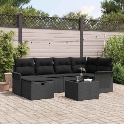 Ensemble de canapé de jardin avec coussin 7 pcs Poly rotin 643663643663