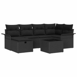 Ensemble de canapé de jardin avec coussin 7 pcs Poly rotin 643663643663