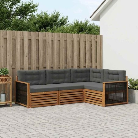Ensemble de canapés d'extérieur 4 pcs Naturel et Anthracite 643664643664