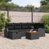 Ensemble de canapé de jardin avec coussin 7 pcs Noir Poly rotin 643665643665