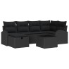 Ensemble de canapé de jardin avec coussin 7 pcs Noir Poly rotin 643667643667