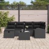 Ensemble de canapé de jardin avec coussin 7 pcs Noir Poly rotin 643667643667