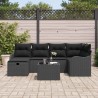 Ensemble de canapé de jardin avec coussin 7 pcs Noir Poly rotin 643669643669