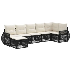 Ensemble de canapé de jardin 7 pcs Noir et blanc crème 643672643672