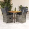 Ensemble à manger de jardin 5 pcs coussins gris résine tressée 643675643675