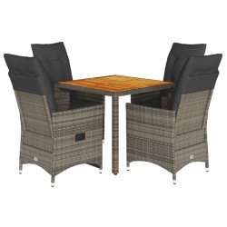 Ensemble à manger de jardin 5 pcs coussins gris résine tressée 643675643675