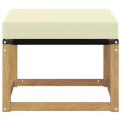 Pouf d'Extérieur Bois d'acacia massif et tissu Textilène Blanc 643677643677