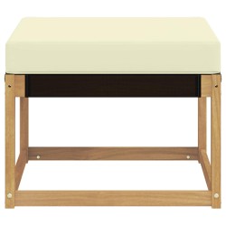 Pouf d'Extérieur Bois d'acacia massif et tissu Textilène Blanc 643677643677