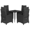 Ensemble à manger de jardin coussins 5pcs Noir Résine tressée 643678643678