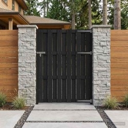 Porte de Jardin 100 x 150 cm WPC et Aluminium Noir 643680643680