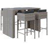 Ensemble de bar de jardin 5 pcs avec coussins gris poly rotin 643682643682