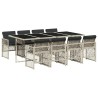 Ensemble à manger de jardin et coussins 9 pcs gris clair rotin 643683643683