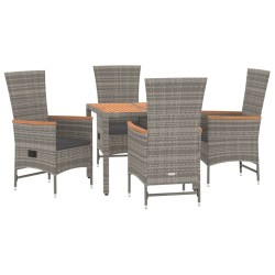 Ensemble à manger de jardin 5 pcs coussins gris résine tressée 643685643685