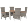Ensemble à manger de jardin 5 pcs coussins gris résine tressée 643685643685