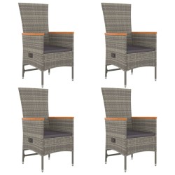 Ensemble à manger de jardin 5 pcs coussins gris résine tressée 643685643685