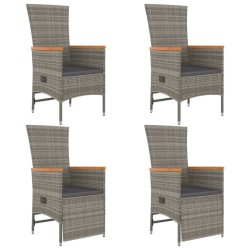 Ensemble à manger de jardin 5 pcs coussins gris résine tressée 643692643692