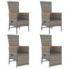 Ensemble à manger de jardin 5 pcs coussins gris résine tressée 643692643692