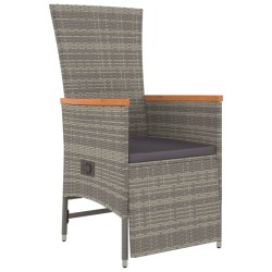 Ensemble à manger de jardin 5 pcs coussins gris résine tressée 643692643692