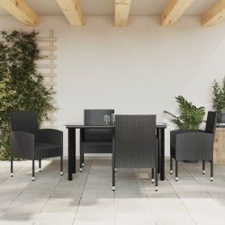 Ensemble à manger de jardin 5 pcs noir résine tressée et acier 643696643696