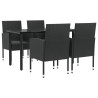 Ensemble à manger de jardin 5 pcs noir résine tressée et acier 643696643696