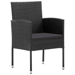 Ensemble à manger de jardin 5 pcs noir résine tressée et acier 643696643696