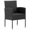 Ensemble à manger de jardin 5 pcs noir résine tressée et acier 643696643696