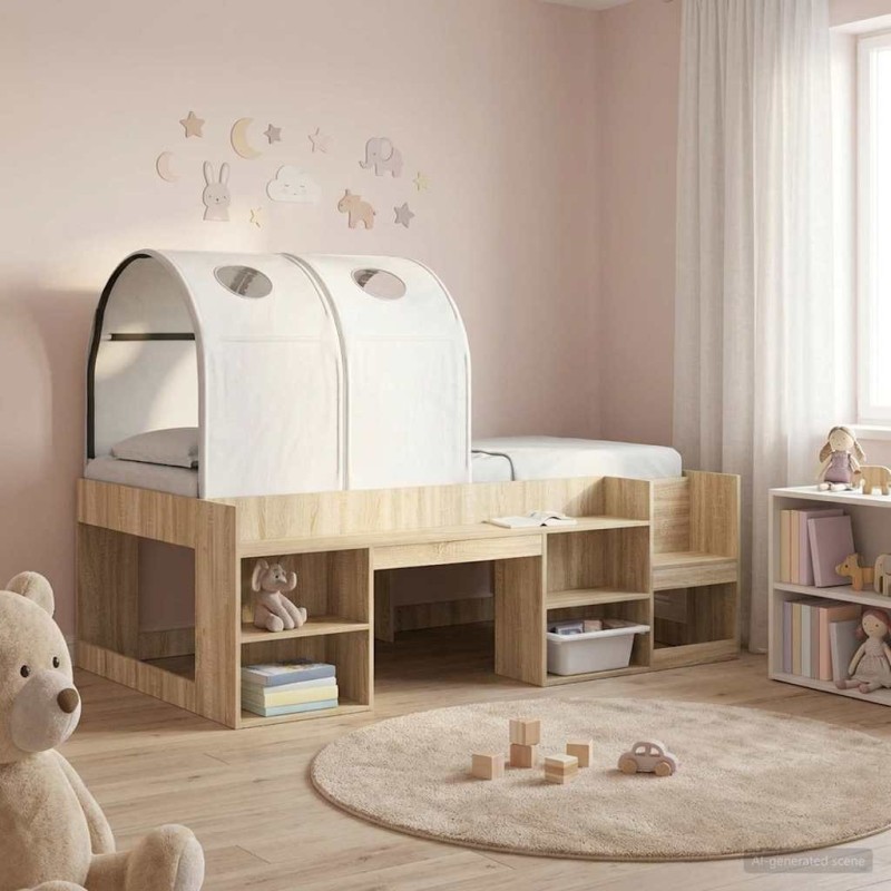 Tunnel de lit 2 pcs Blanc 211 x 52,5 x 2 cm Polyester 643698643698