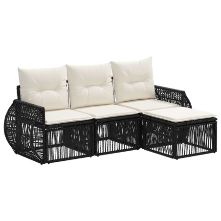 Ensemble de canapé de jardin 4 pcs Noir et blanc crème 643701643701